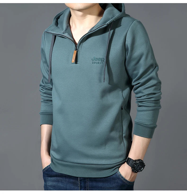 Spring Autumn Casual Hoodie Men Loose Fce Long Sve T-irt Sports Outerwear Comfortable Breathable Cotton Polyester Blend