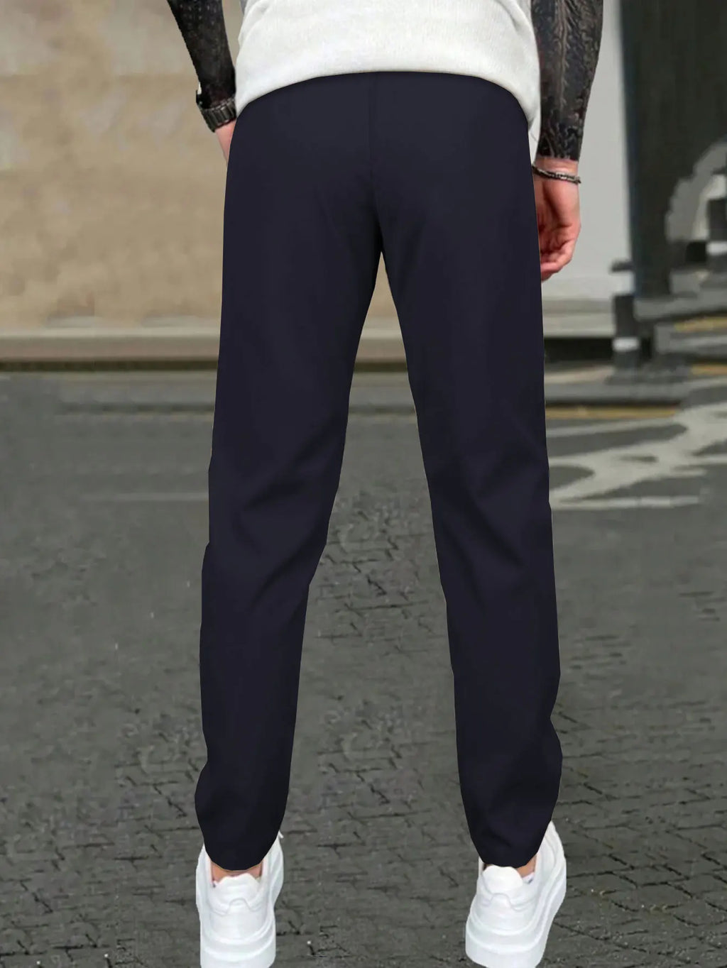 Men's Solid Color Drawstring Waist Casual Pants Regular Fit Comfy Trousers with Pockets for Spring And Fall