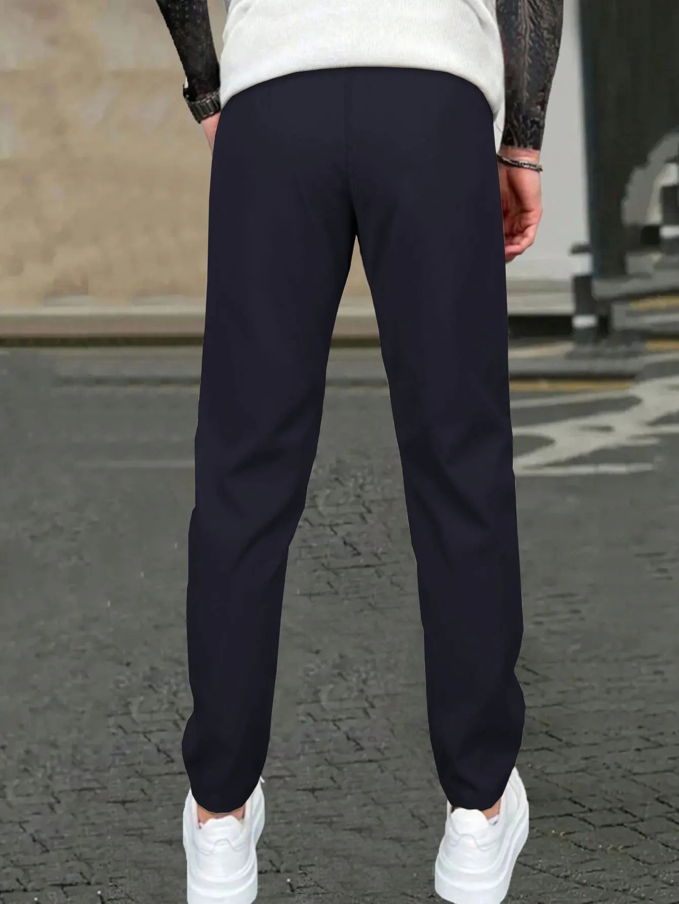 Men's Solid Color Drawstring Waist Casual Pants Regular Fit Comfy Trousers with Pockets for Spring And Fall