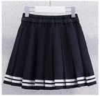 Girls Summer Casual Striped Sailor Collar Short Sleeve Suits 4 6 8 10 12 14 Years Girls JK Style Fashion Tops+Skirts 2pcs Sets