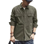 Retro American Workwear Long Sleeve Men's Denim Shirt Jacket Autumn Loose Hunting Style Casual Fashion Outerwear Coat