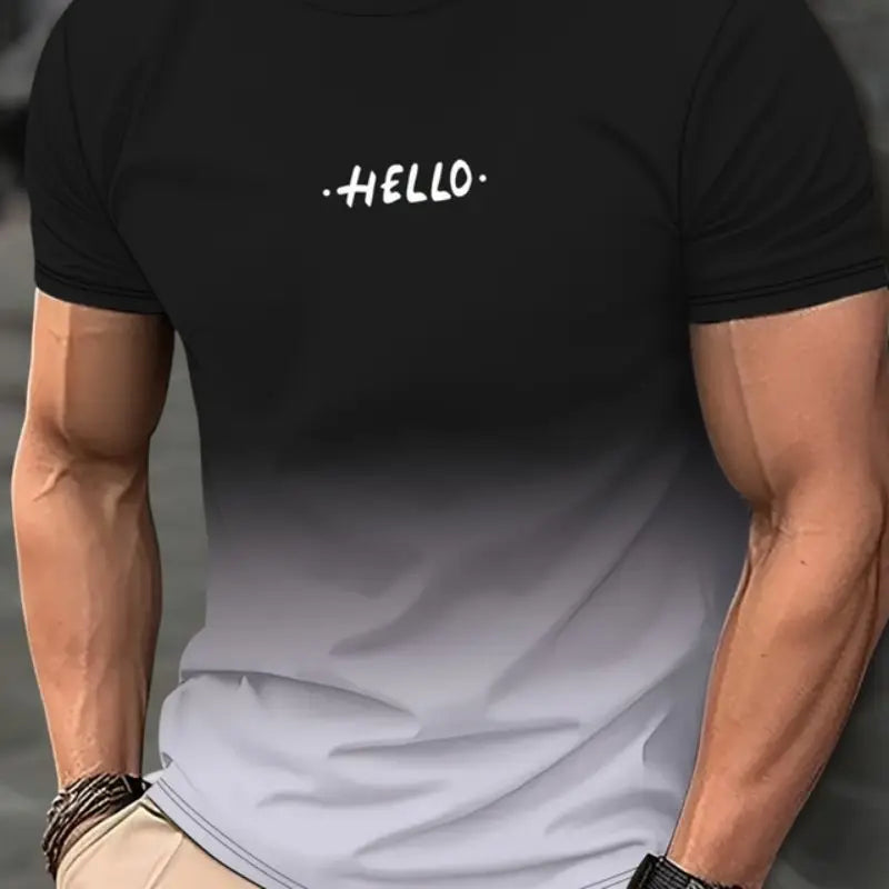 Men's Gradient Color Pattern TShirt Casual BreathO-Neck Short Sleeve Tee For Outdoor Activities Summer Oversized Streetwear Tops
