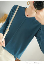 2023 Autumn/Winter Women's New Pullover Casual Solid 100% Cotton Knitted V-Neck Loose Sweater Fashion Soft Breathable Top