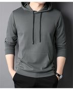 Spring Autumn Thin Pure Cotton Hoodie Men's Slim Fit Korean Sle Trendy  Color Long Sve T-irt Casual Comfortable