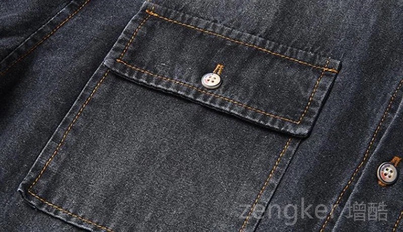 New denim shirt jacket men's casual loose plus size cowboy shirt spring autumn hundred with the tide shirts for men 8XL 7XL