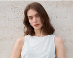 100% Hemp Knitted Thin Tank Top For Women Solid Color Summer Round Neck Sleeveless New Breathable Tops White Tops
