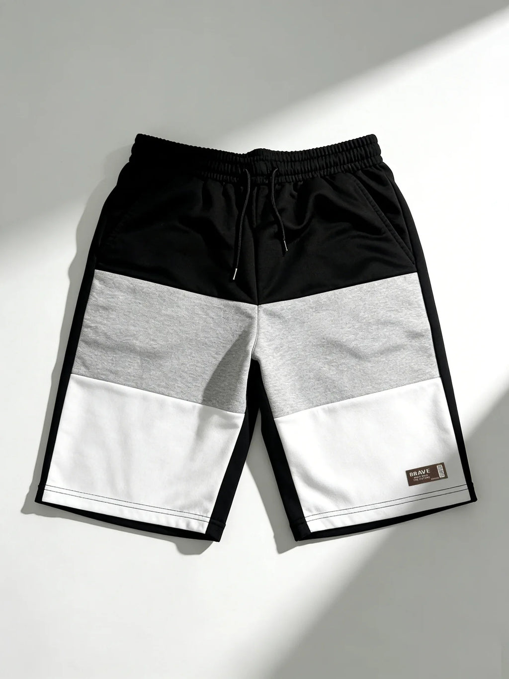 Men's Casual Color Block Short Pants American Loose Straight Leg Five-Quarter Length Summer New Sporty Trendy Polyester Fiber