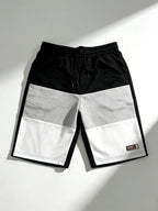 Men's Casual Color Block Short Pants American Loose Straight Leg Five-Quarter Length Summer New Sporty Trendy Polyester Fiber