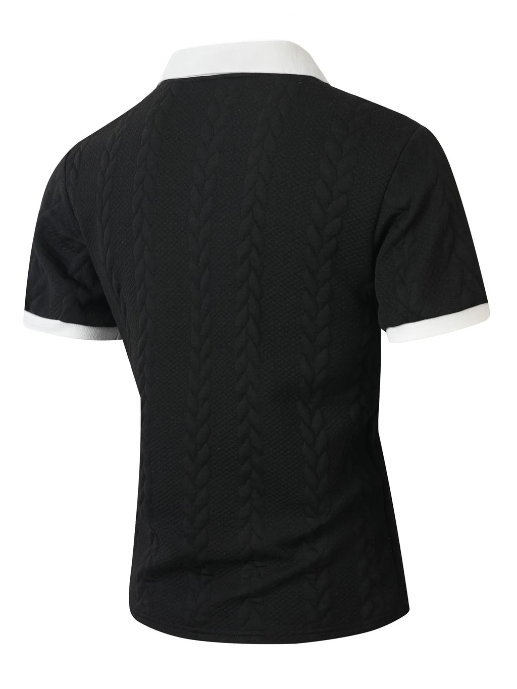 Men's Casual Knitted Polo Shirt Short Sleeve Pure Color Business Style Neck Roll up Summer Fashion City Wear for 24-35 Years Old