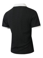 Men's Casual Knitted Polo Shirt Short Sleeve Pure Color Business Style Neck Roll up Summer Fashion City Wear for 24-35 Years Old