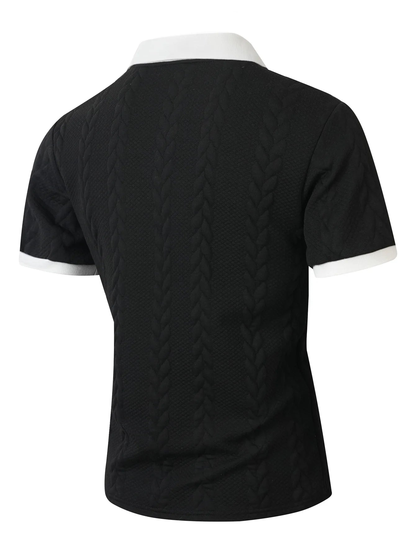 Men's Casual Knitted Polo Shirt Short Sleeve Pure Color Business Style Neck Roll up Summer Fashion City Wear for 24-35 Years Old