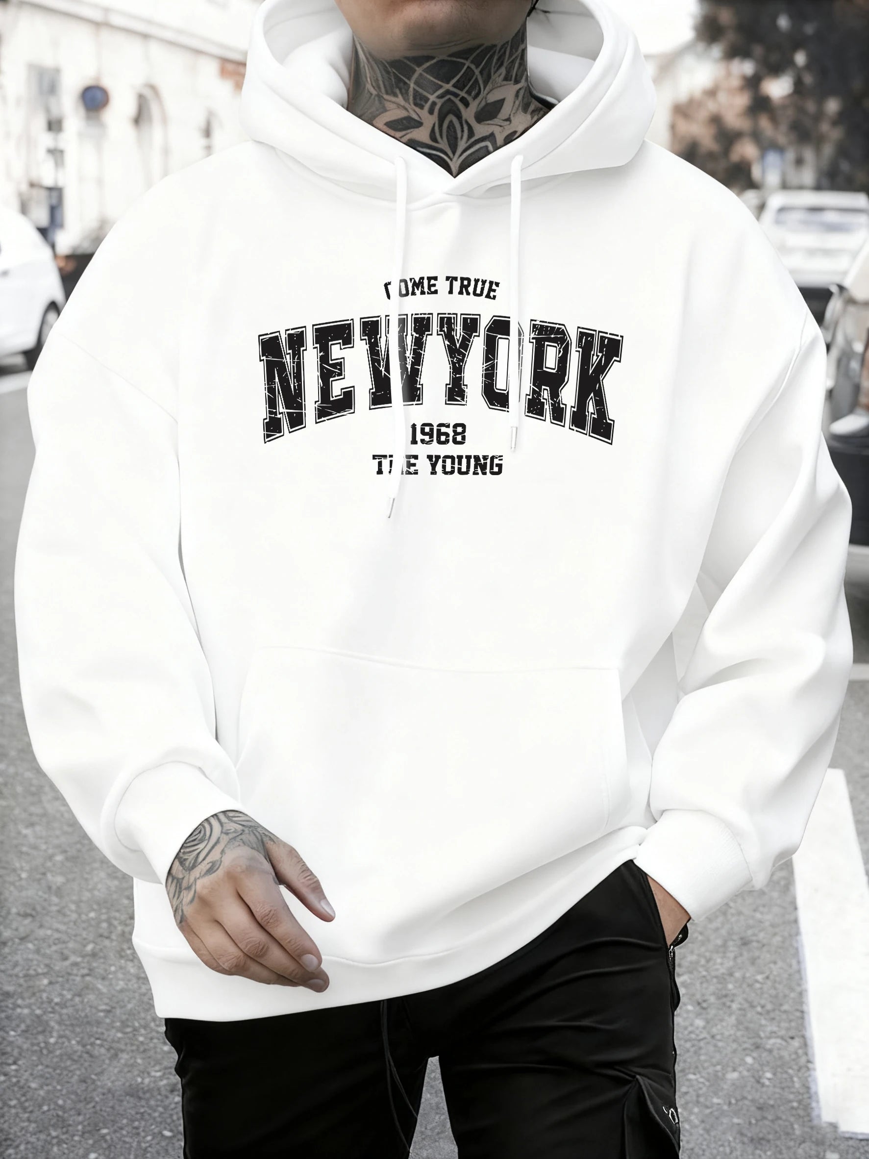 Come Ture New York 1968 The Young Printed Man Pullover Trendy Fleece Hoodie Autumn O-Neck Clothes Crewneck Male Sportswear