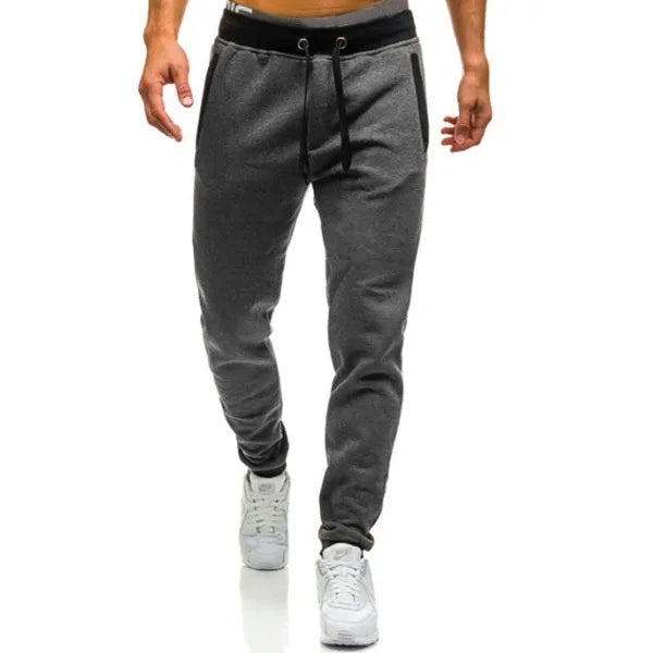 Loose Fit Men's Casual Pants Spring New Style Youth Elastic Pure Color Cuffed Long Trousers Breathable Machine Washable