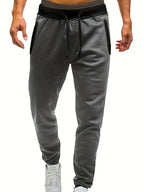 Loose Fit Men's Casual Pants Spring New Style Youth Elastic Pure Color Cuffed Long Trousers Breathable Machine Washable