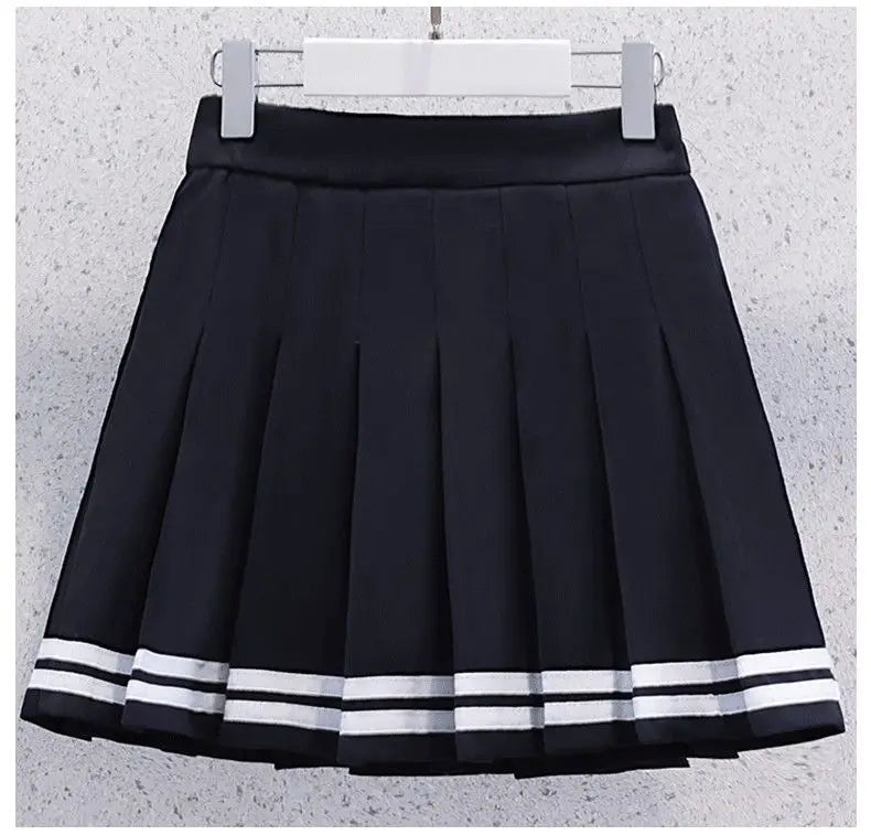 Girls Summer Casual Striped Sailor Collar Short Sleeve Suits 4 6 8 10 12 14 Years Girls JK Style Fashion Tops+Skirts 2pcs Sets