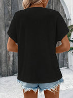 Europe and America large solid color short sleeve T-shirt women summer new loose V-neck casual all-matching three-point sleeve b