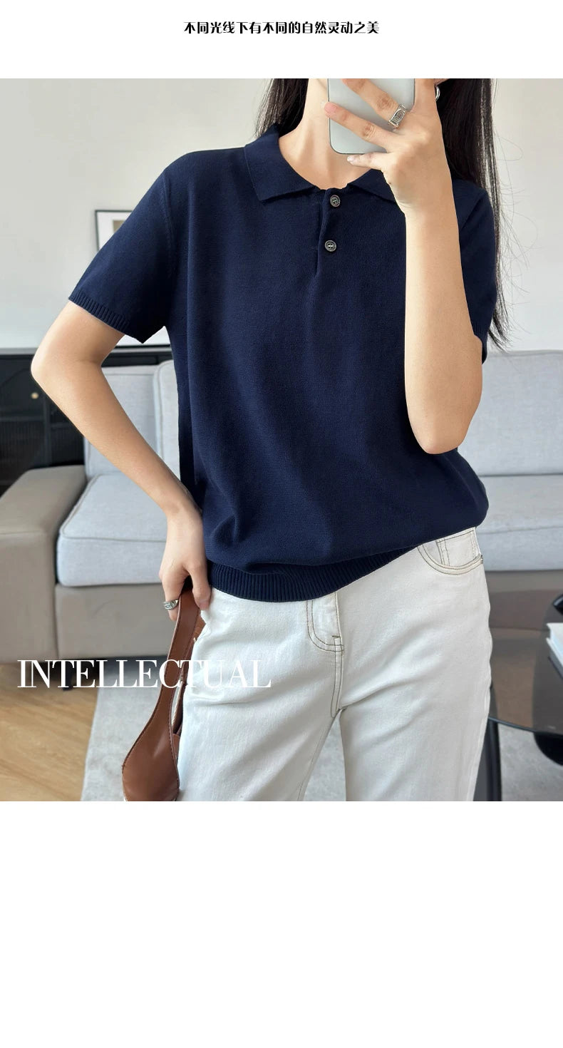 WinvyNee Summer Women's Clothing Cotton Polo T-shirt Short Sleeve Polo Collar Clothes Solid Casual Pullover Female Tops A1002029