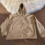 Men Backpack Sweatshirt Coat Long Sleeve Zipper Closure Hoodie with Schoolbag Design Solid Color Loose Fit Outerwear