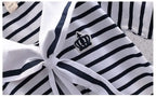 Girls Summer Casual Striped Sailor Collar Short Sleeve Suits 4 6 8 10 12 14 Years Girls JK Style Fashion Tops+Skirts 2pcs Sets