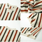 New American Chic Hollow Out Male Polo Shirts Trendy Striped Knitted V Neck Short Sleeve T-shirt High Street Breathable Knitwear