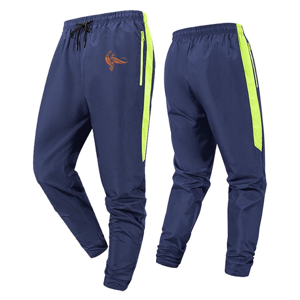 Men's Athletic Pants with Side Stripe Phoenix Print with Elastic Drawstring Waist and Zipper Pockets for Gym Training Running