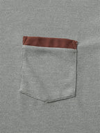 summer Casual breathable Men Tops Patchwork pocket sports pullover Textured Male Loose round collar short sleeve men T-shirts