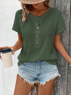 Europe and America large solid color short sleeve T-shirt women summer new loose V-neck casual all-matching three-point sleeve b
