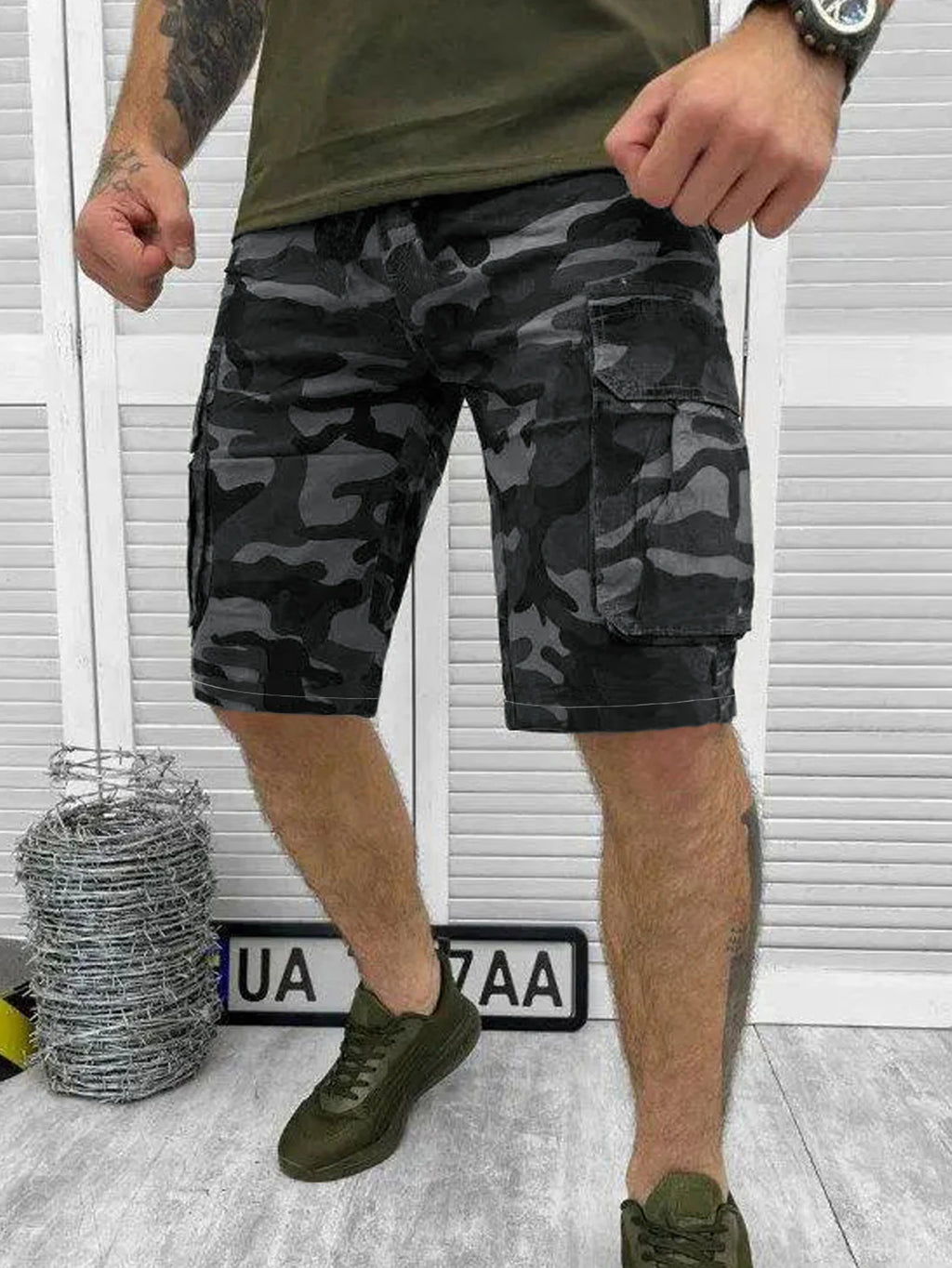 Summer new men's fashionable workwear shorts, outdoor casual camouflage shorts, five quarter pants for men