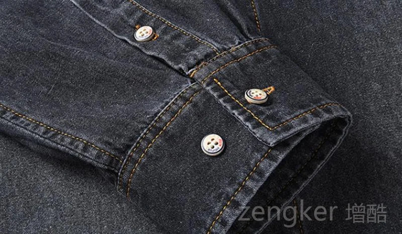 New denim shirt jacket men's casual loose plus size cowboy shirt spring autumn hundred with the tide shirts for men 8XL 7XL