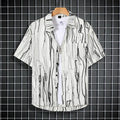 Stay Cool in Style with Our Black Patterned Short Sleeve Men's Shirt