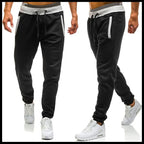 Loose Fit Men's Casual Pants Spring New Style Youth Elastic Pure Color Cuffed Long Trousers Breathable Machine Washable