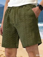 Luxury Shorts Men'S Jacquard Loose Solid Color Drawstring Casual Short Pants Summer Casual Wide Leg Loose Sweatpants For Man