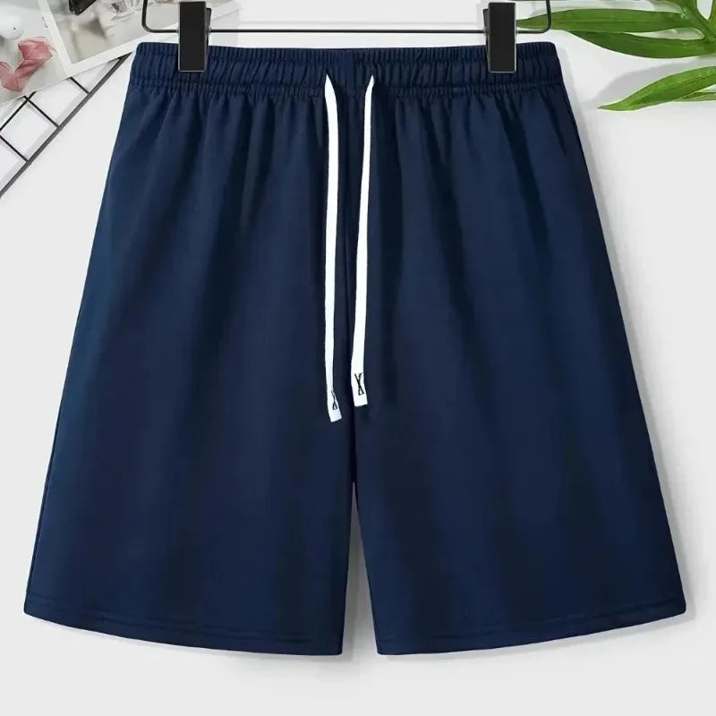Men's Simple Solid Color Drawstring Belt Shorts, Casual and Versatile Summer New Y2K Unisex Sports Street Style Clothing