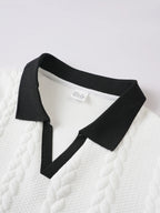 Men's Casual Knitted Polo Shirt Short Sleeve Pure Color Business Style Neck Roll up Summer Fashion City Wear for 24-35 Years Old