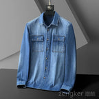 New denim shirt jacket men's casual loose plus size cowboy shirt spring autumn hundred with the tide shirts for men 8XL 7XL