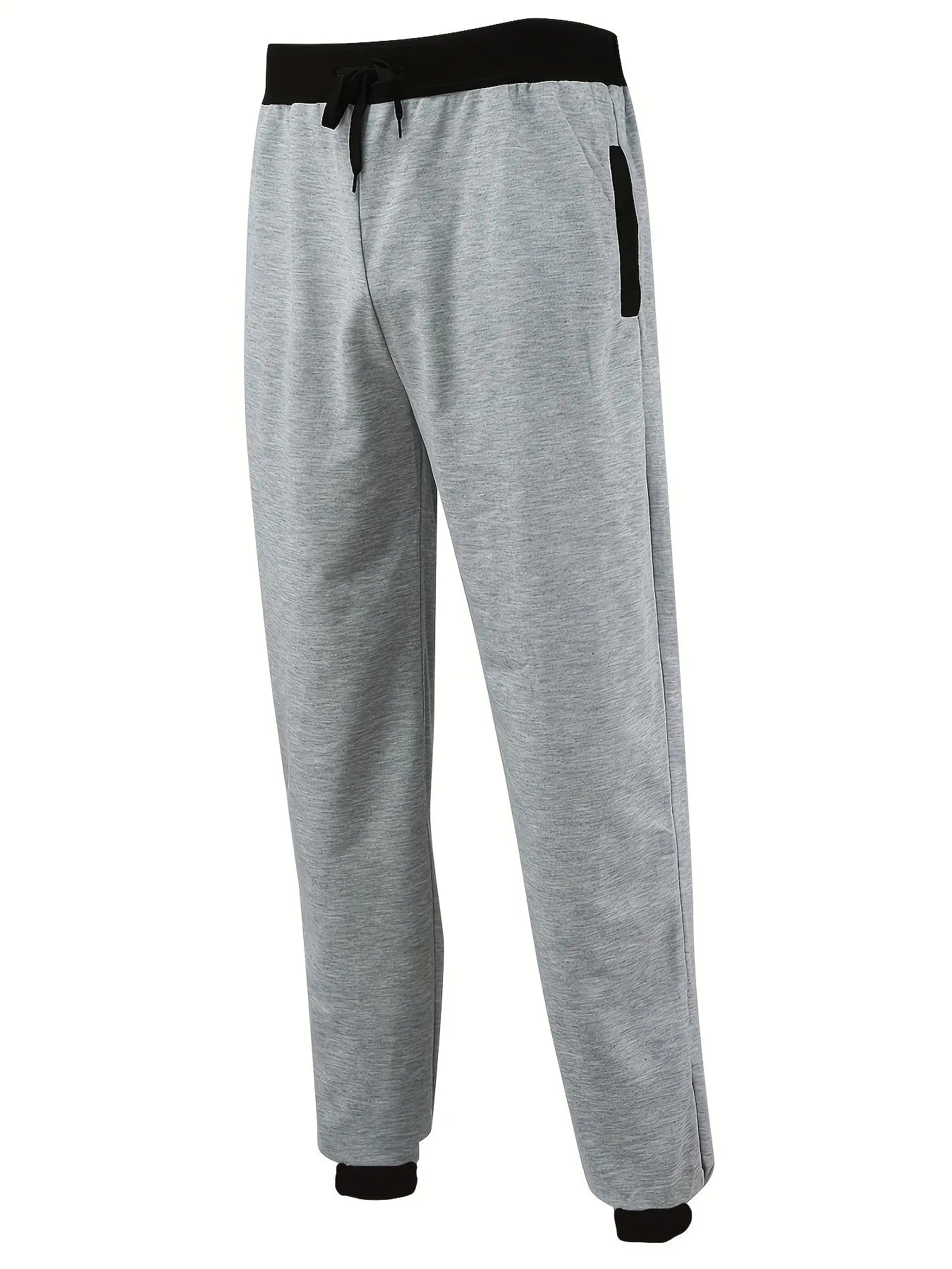 Loose Fit Men's Casual Pants Spring New Style Youth Elastic Pure Color Cuffed Long Trousers Breathable Machine Washable