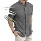 Men Loose Knit Solid Color Casual Short Sleeve Shirt