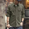 Retro American Workwear Long Sleeve Men's Denim Shirt Jacket Autumn Loose Hunting Style Casual Fashion Outerwear Coat
