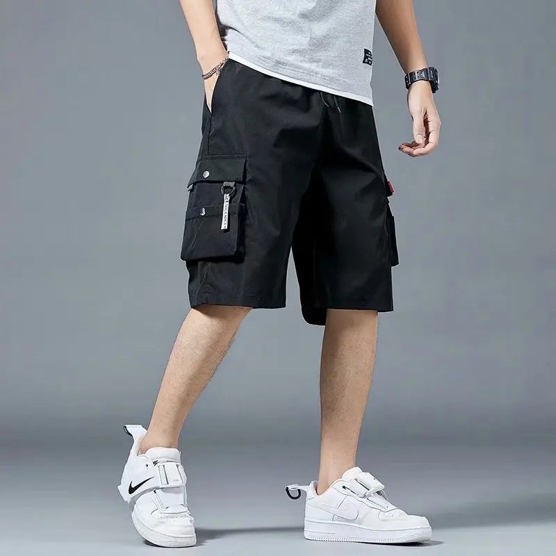 Loose Casual Basketball Shorts for Men Summer Trendy American Style Loose plus Size Workwear Five-Quarter Length Pants