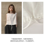 100% Linen Tank Top Women 2026 Summer Breathable Short Tops Sleeveless Casual Loose Cotton Linen Drawstring Crop Tops