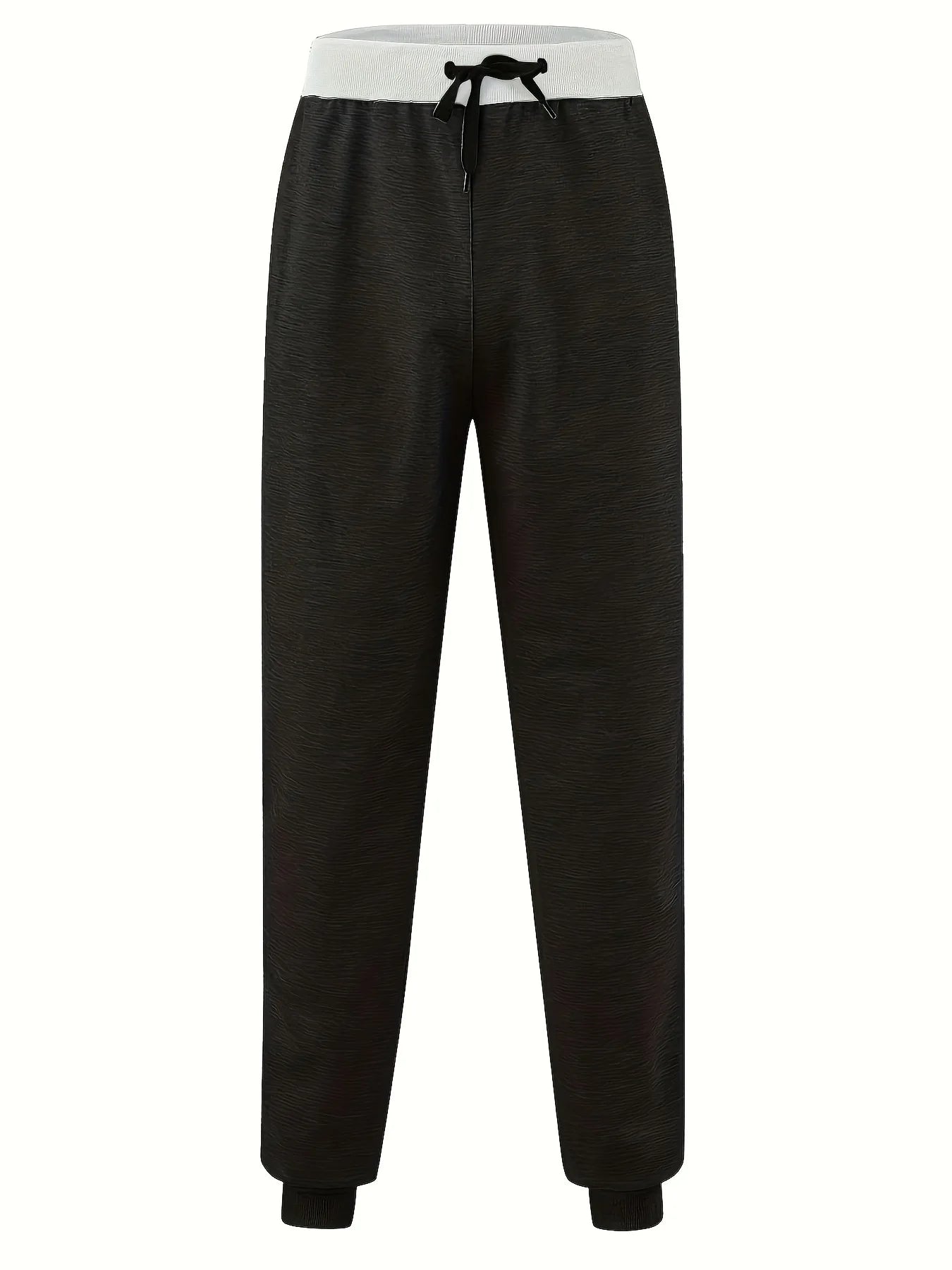 Loose Fit Men's Casual Pants Spring New Style Youth Elastic Pure Color Cuffed Long Trousers Breathable Machine Washable