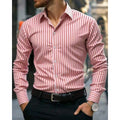 Men's Shirt Casual Shirt Button up Shirt Long Sleeve Vertical Stripes Lapel Daily Clothing Apparel Fashion Casual Comfortable