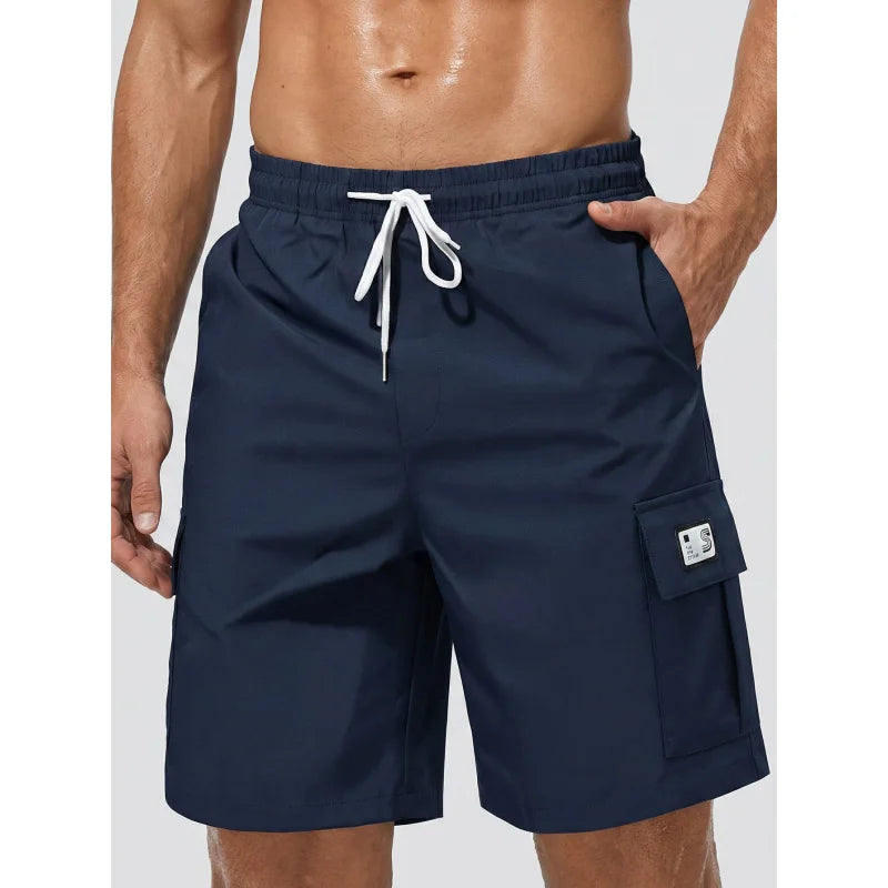 Men's Ice Silk Cargo Shorts Summer Loose Straight Knee Length Breathable Quick Dry Casual Sports Shorts Plus Size Multi Color Av