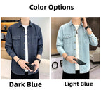 New Men's Denim Shirt Pure Cotton Washed Fashion Top Youth Style Japanese Design Autumn Collection Slim Fit Long Sleeve Casua...