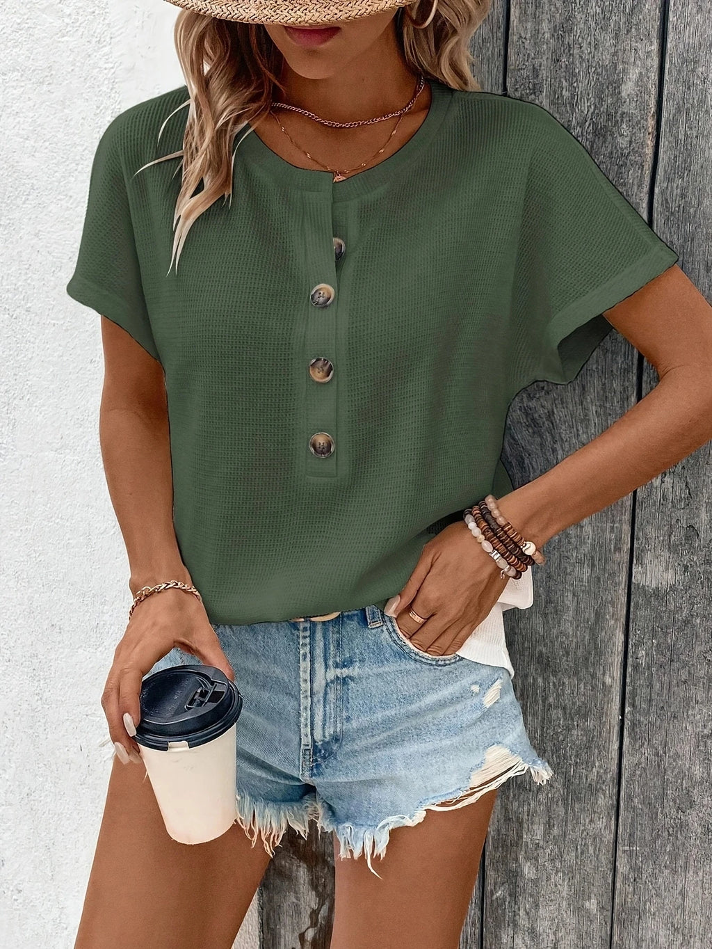 Europe and America large solid color short sleeve T-shirt women summer new loose V-neck casual all-matching three-point sleeve b