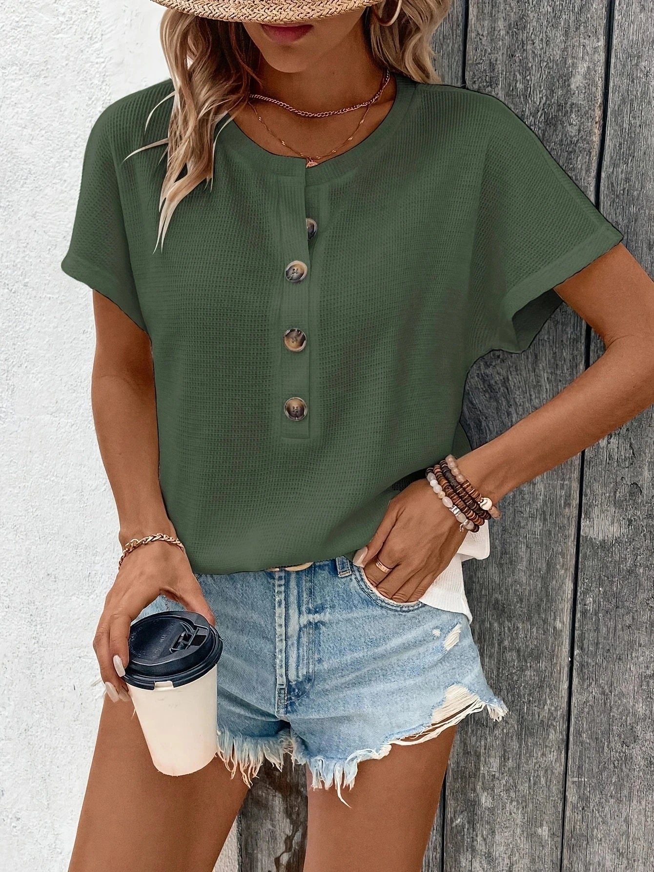 Europe and America large solid color short sleeve T-shirt women summer new loose V-neck casual all-matching three-point sleeve b