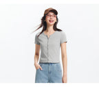 Semir Short Sleeve T-Shirt Women Cropped Petite-Friendly Elegant 2025 New Summer Embroidered Slim Fit Cardigan Versatile