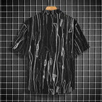 Stay Cool in Style with Our Black Patterned Short Sleeve Men's Shirt