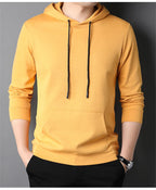 Spring Autumn Thin Pure Cotton Hoodie Men's Slim Fit Korean Sle Trendy  Color Long Sve T-irt Casual Comfortable