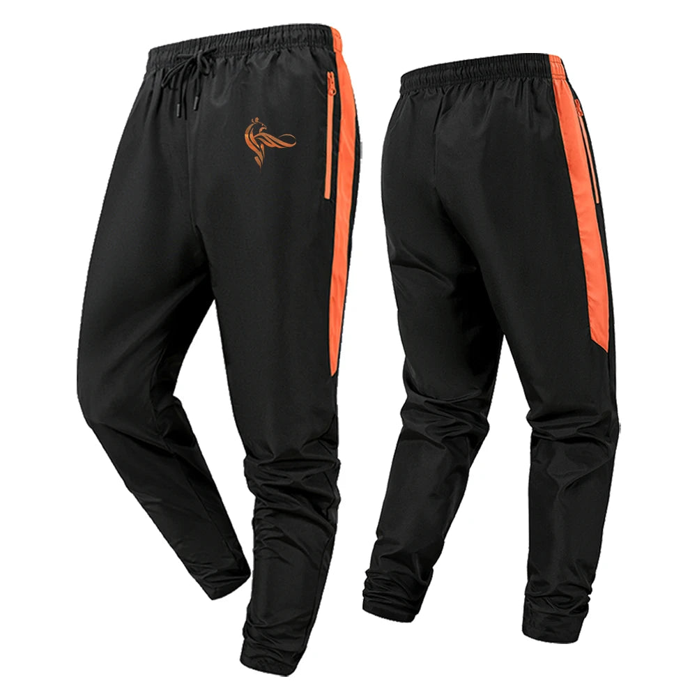 Men's Athletic Pants with Side Stripe Phoenix Print with Elastic Drawstring Waist and Zipper Pockets for Gym Training Running